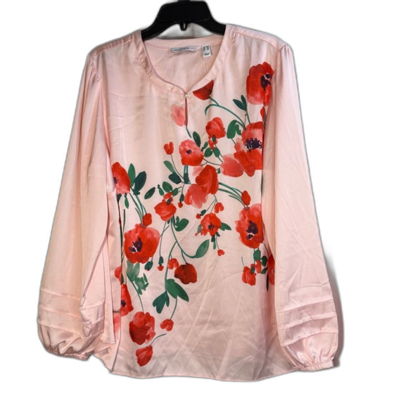 Isaac Mizrahi Live! Floral Printed Stretch Charmeuse Blouse size 18 New - Picture 2 of 10